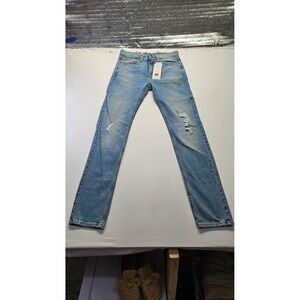 Levis 510 Skinny Jeans Mens 31x34 Light Wash Blue Distressed Stretch 055101165